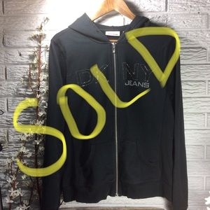 DKNY Black Zip Front Hoodie